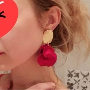 Sexy Drop Rose Flower Petal Earrings